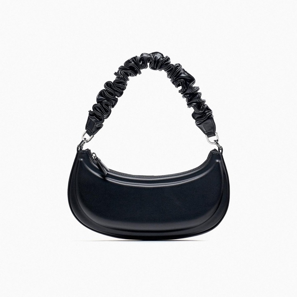 Zara Half Moon Ruched Strap Shoulder Bag